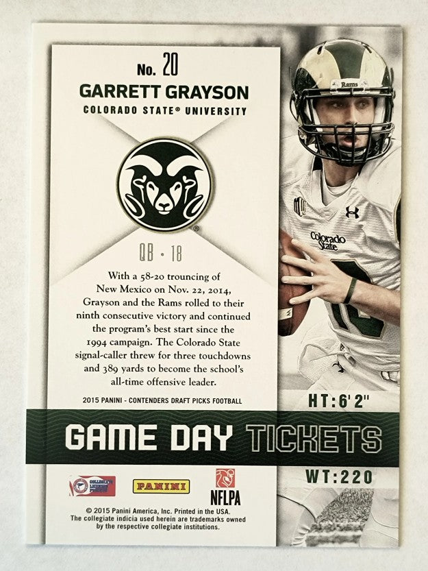 2015 Panini Contenders Draft Picks Game Day Tickets #20 Garrett Grayson