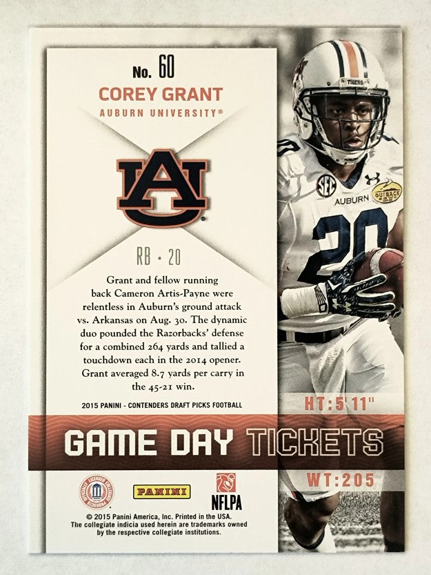 2015 Panini Contenders Draft Picks Game Day Tickets #60 Corey Grant