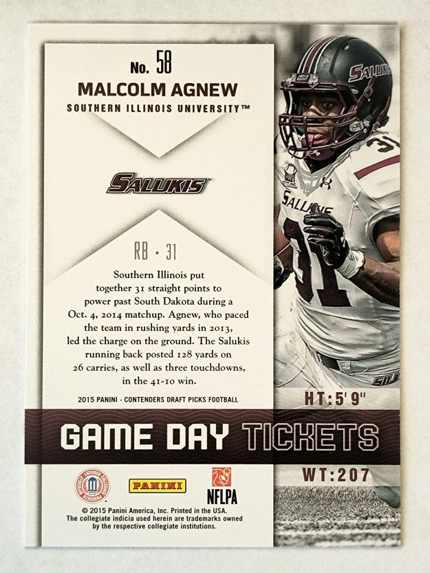 2015 Panini Contenders Draft Picks Game Day Tickets #58 Malcolm Agnew