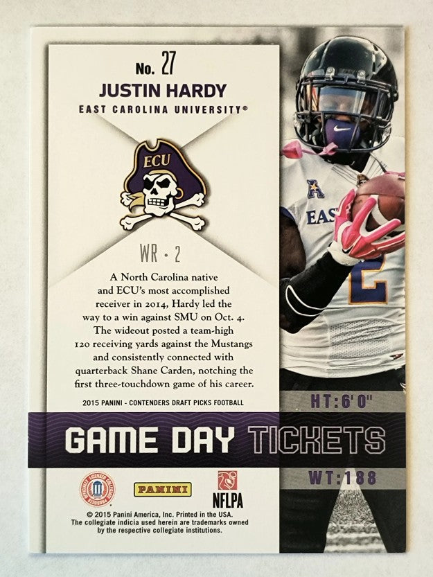 2015 Panini Contenders Draft Picks Game Day Tickets #27 Justin Hardy