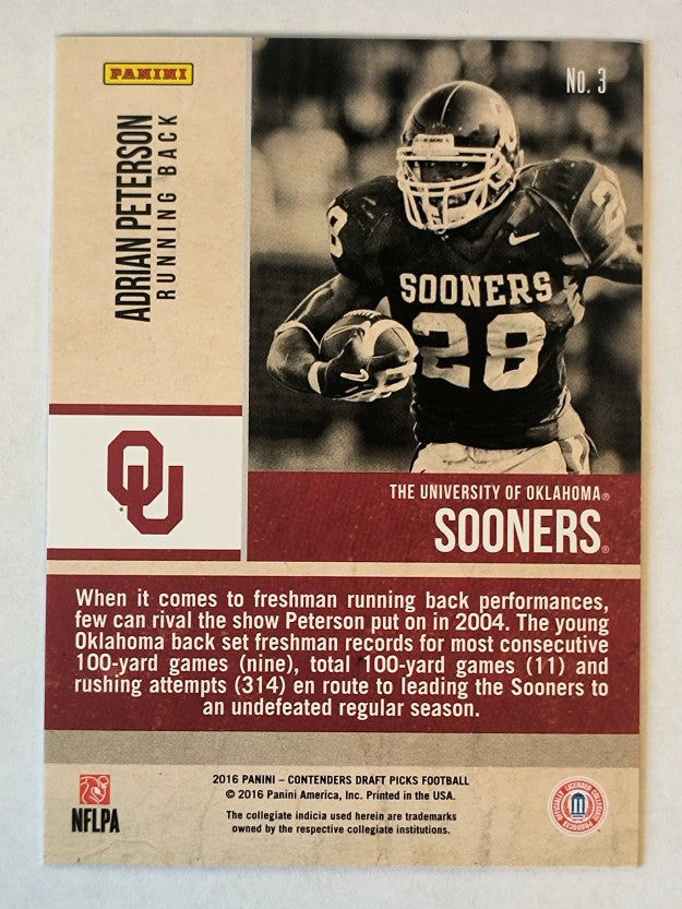 2016 Panini Contenders Draft Picks Old School Colors #3 Adrian Peterson