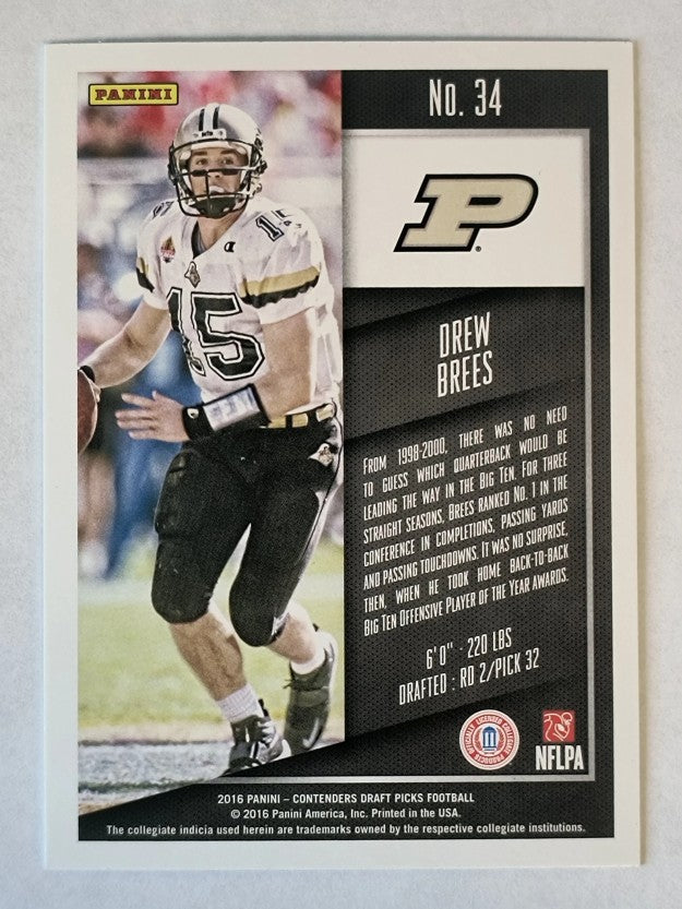 2016 Panini Contenders Draft Picks #34 Drew Brees