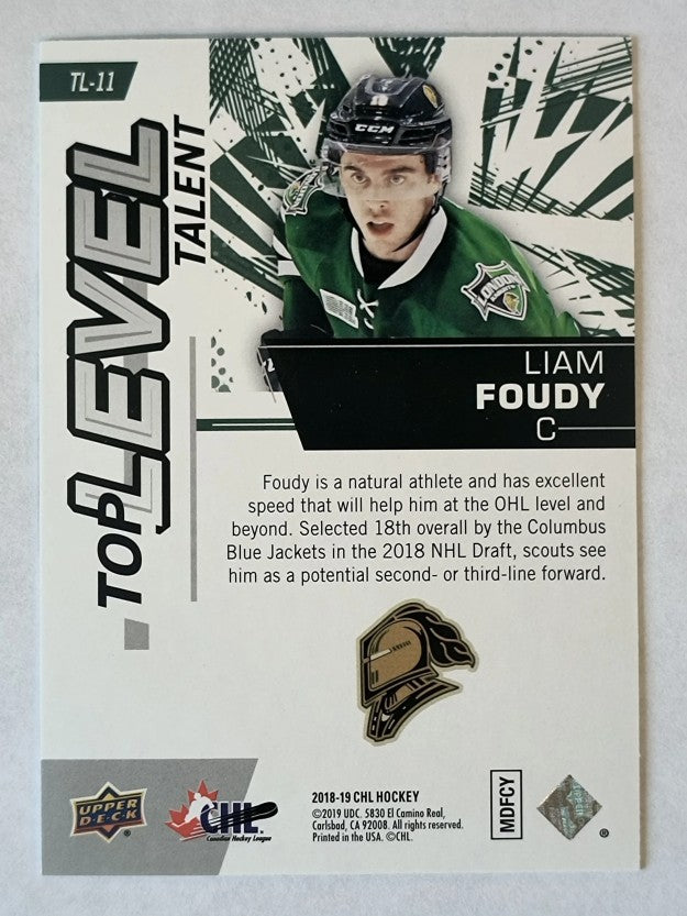 2018-19 Upper Deck CHL Top Level Talent #TL11 Liam Foudy