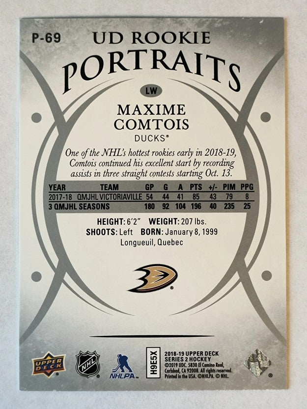 2018-19 Upper Deck UD Portraits #P69 Maxime Comtois