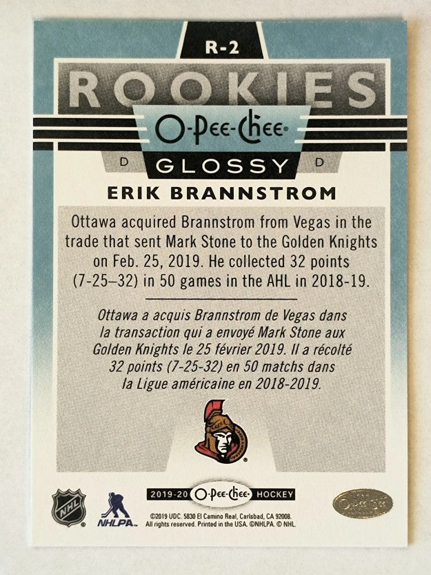 2019-20 Upper Deck OPC Glossy Rookies #R2 Erik Brannstrom