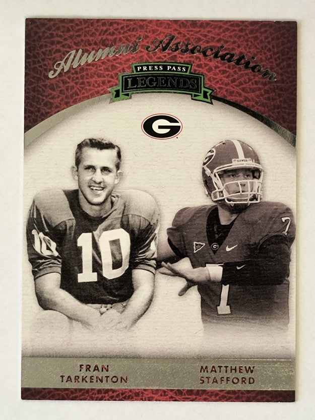 2009 Press Pass Legends Alumni Association Fran Tarkenton/Matthew Stafford (NM)