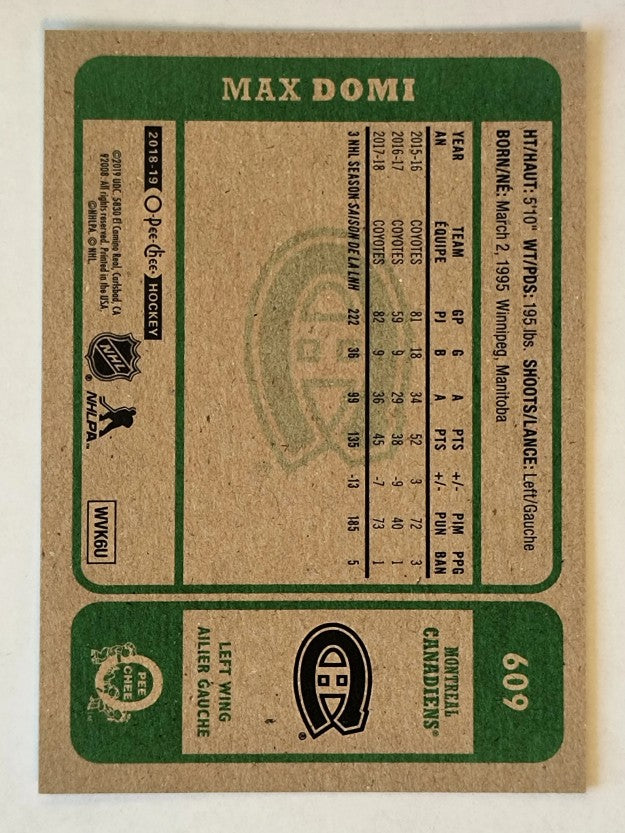2018-19 O-Pee-Chee Retro #609 Max Domi