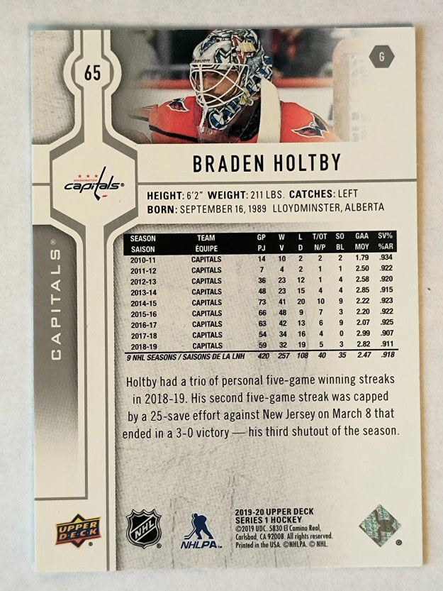 2019-20 Upper Deck #65 Braden Holtby