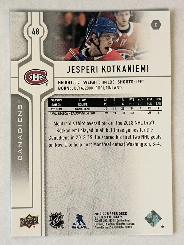 2019-20 Upper Deck #48 Jesperi Kotkaniemi