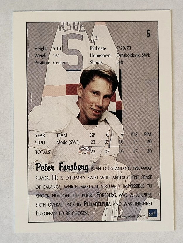 1991 Ultimate Draft #5 Peter Forsberg