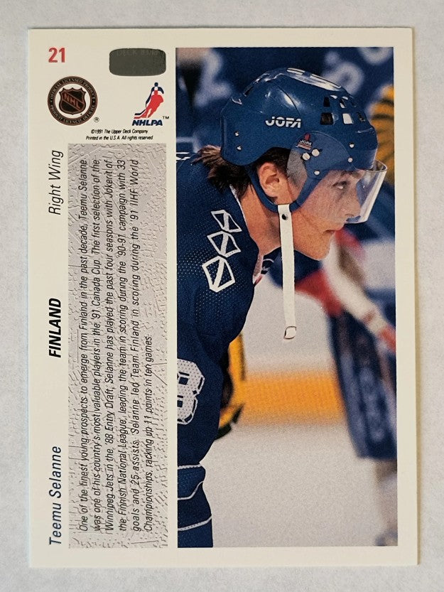 1991-92 Upper Deck #21 Teemu Selanne CC RC