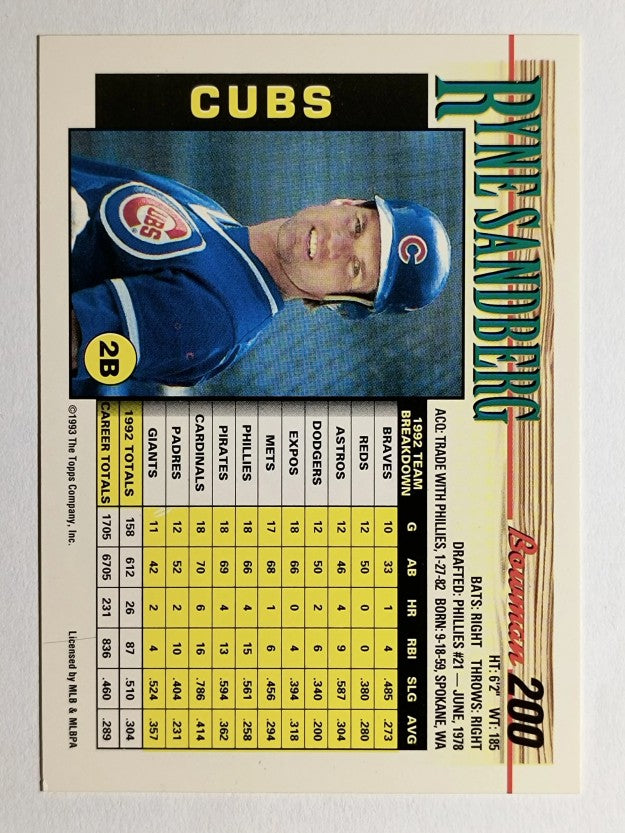 1993 Bowman #200 Ryne Sandberg