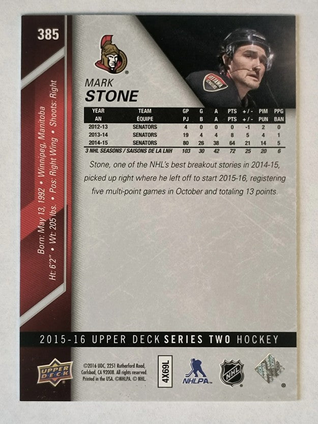 2015-16 Upper Deck #385 Mark Stone