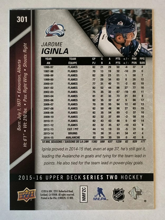 2015-16 Upper Deck #301 Jarome Iginla