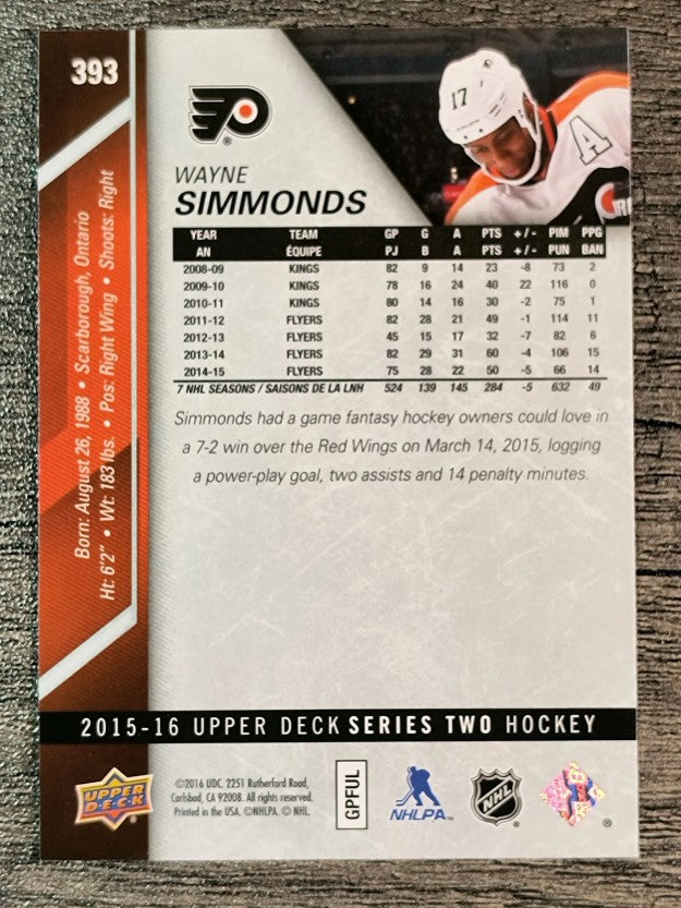 2015-16 Upper Deck #393 Wayne Simmonds