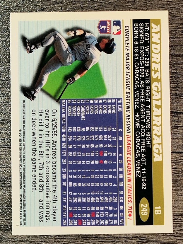 1996 Topps #249 Andres Galarraga