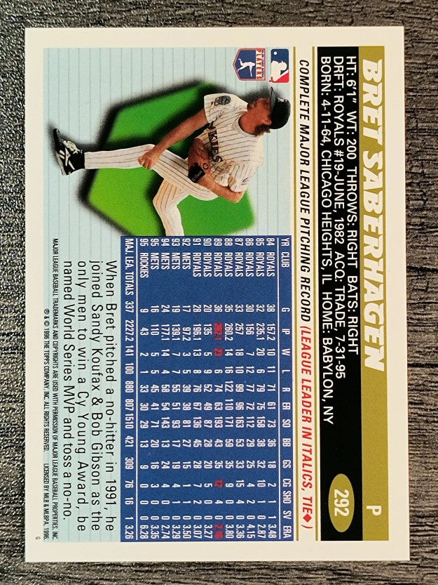 1996 Topps #292 Bret Saberhagen