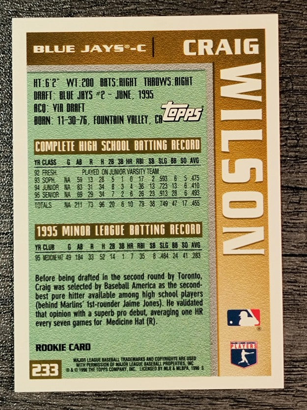 1996 Topps #233 Craig Wilson RC