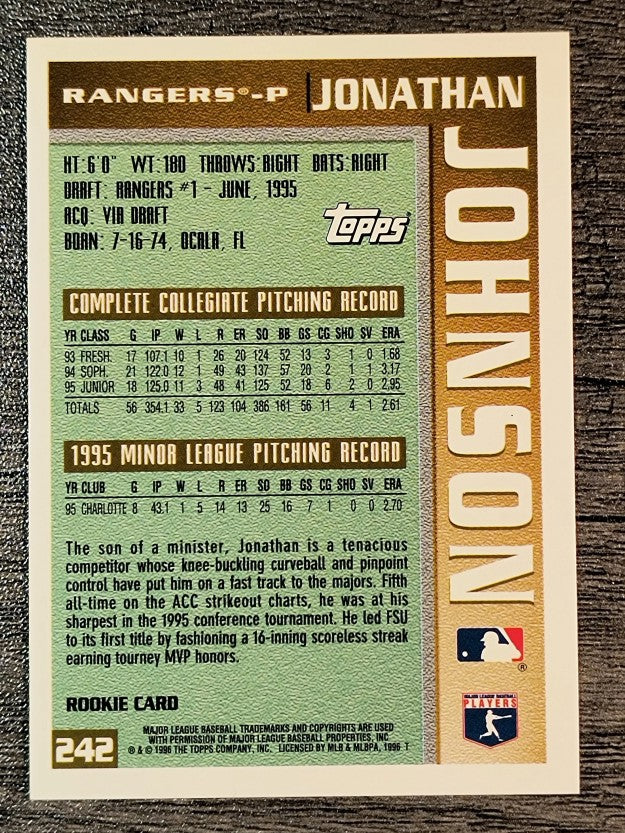 1996 Topps #242 Jonathan Johnson
