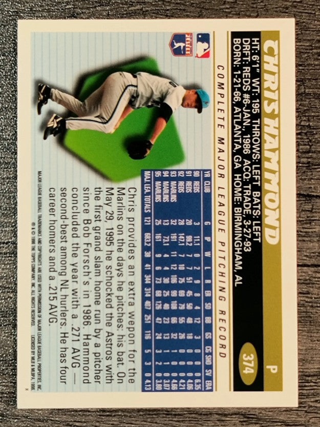 1996 Topps #374 Chris Hammond