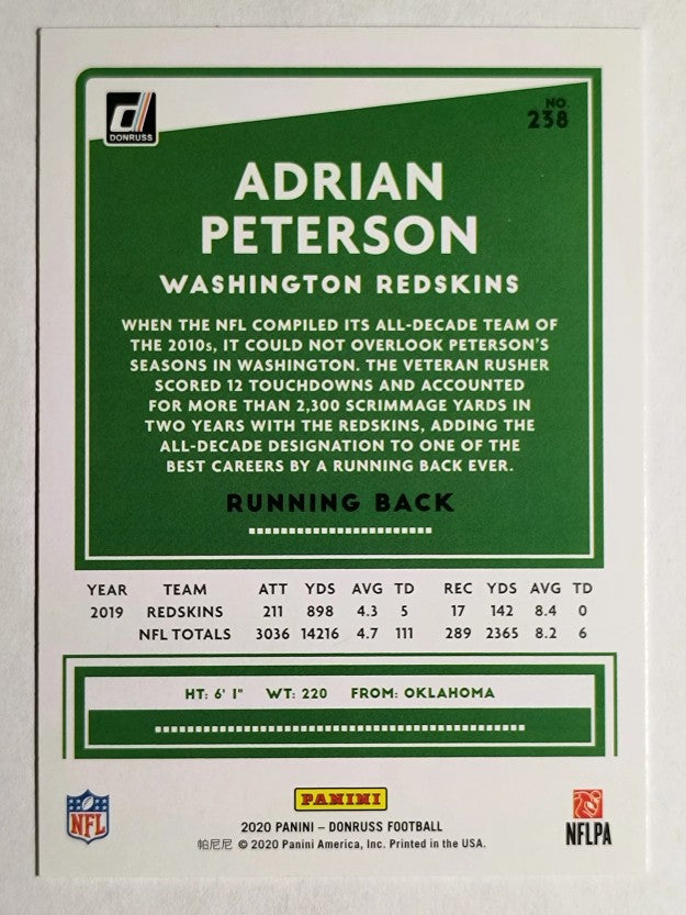 2020 Donruss #238A Adrian Peterson