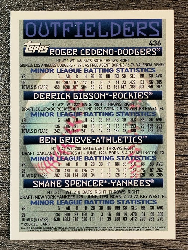 1996 Topps #436 Shane Spencer RC
