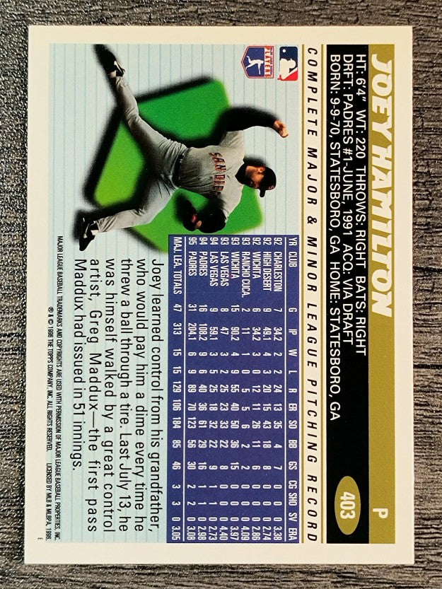 1996 Topps #403 Joey Hamilton