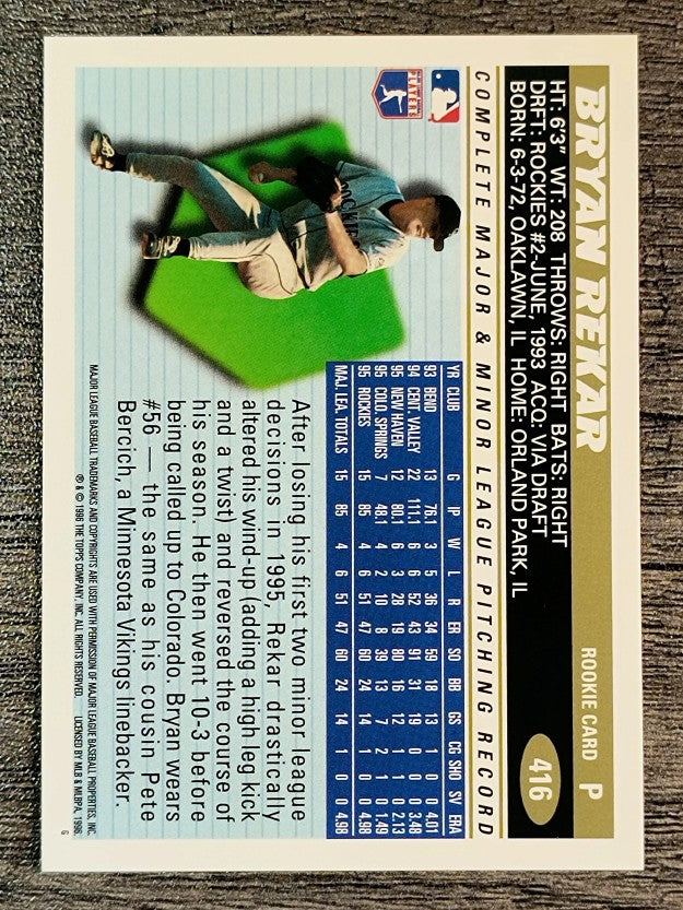 1996 Topps #416 Bryan Rekar