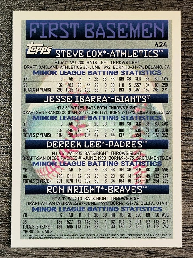 1996 Topps #424 Ron Wright RC/Derrek Lee