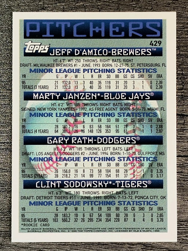 1996 Topps #429 Marty Janzen RC
