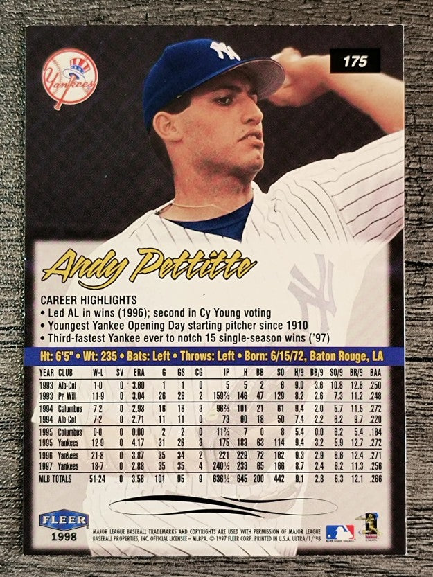 1998 Ultra #175 Andy Pettitte