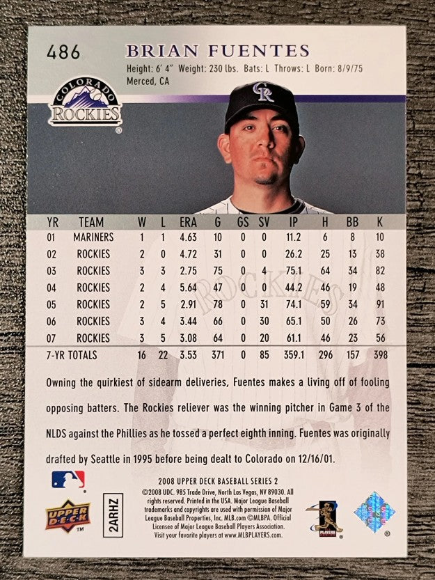 2008 Upper Deck #486 Brian Fuentes