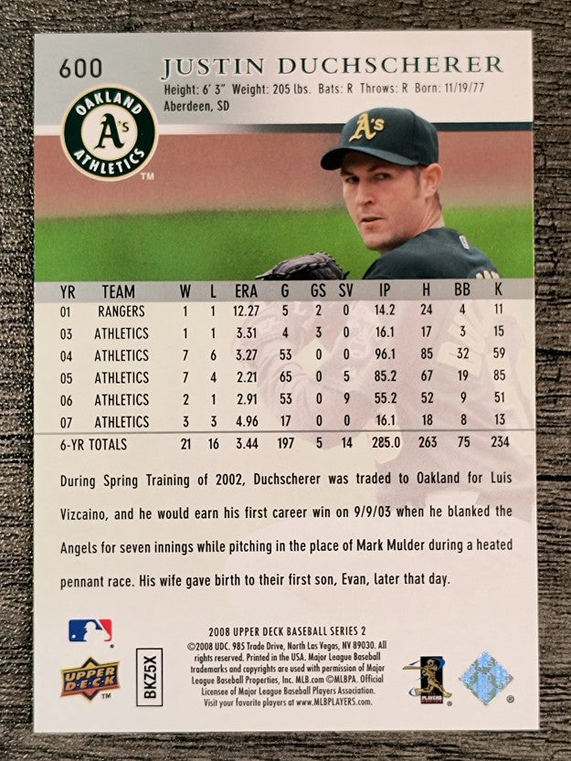 2008 Upper Deck #600 Justin Duchscherer