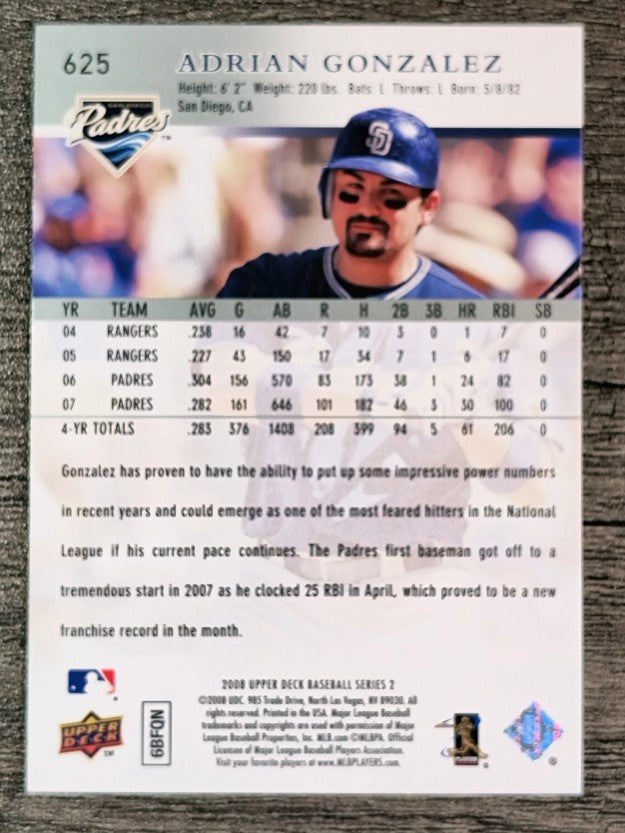 2008 Upper Deck #625 Adrian Gonzalez