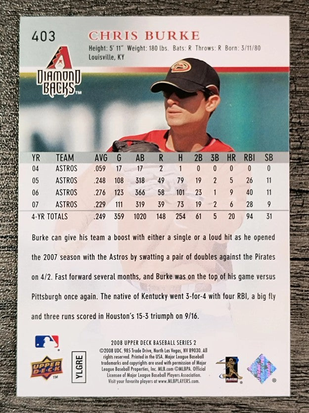 2008 Upper Deck #403 Chris Burke