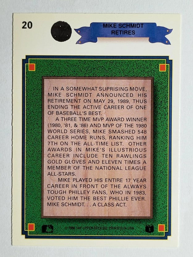 1990 Upper Deck #20 Mike Schmidt Special