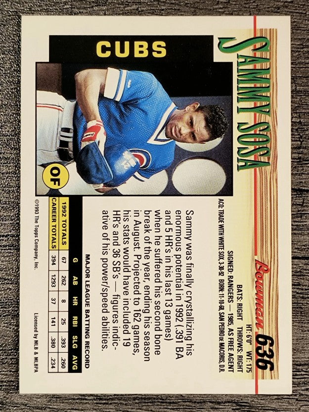 1993 Bowman #636 Sammy Sosa