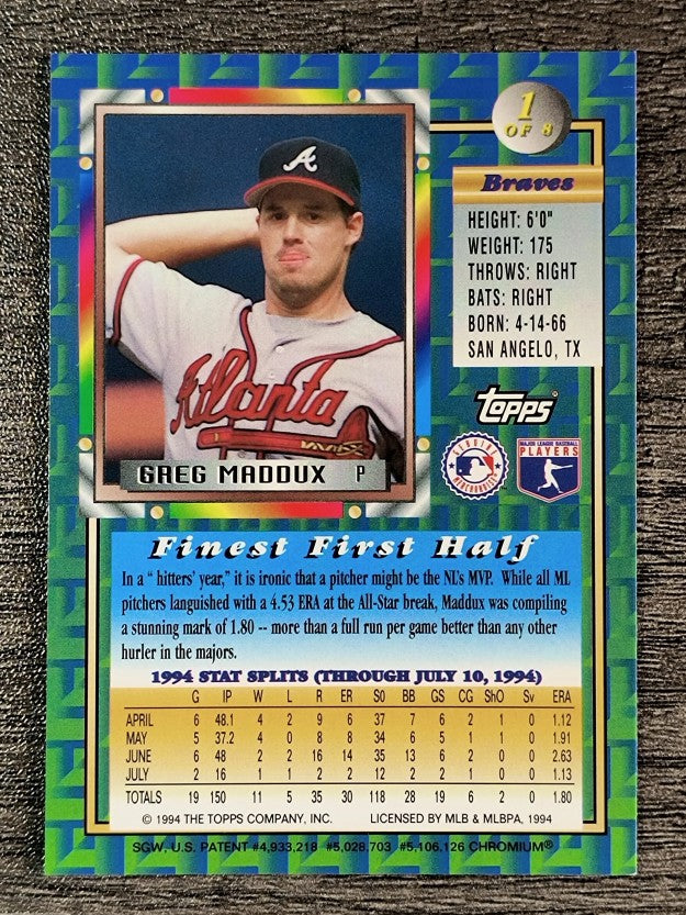 1994 Topps Traded Finest Inserts #1 Greg Maddux