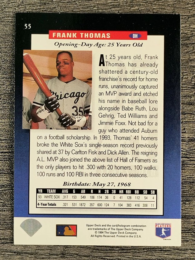 1994 Upper Deck #55 Frank Thomas FUT