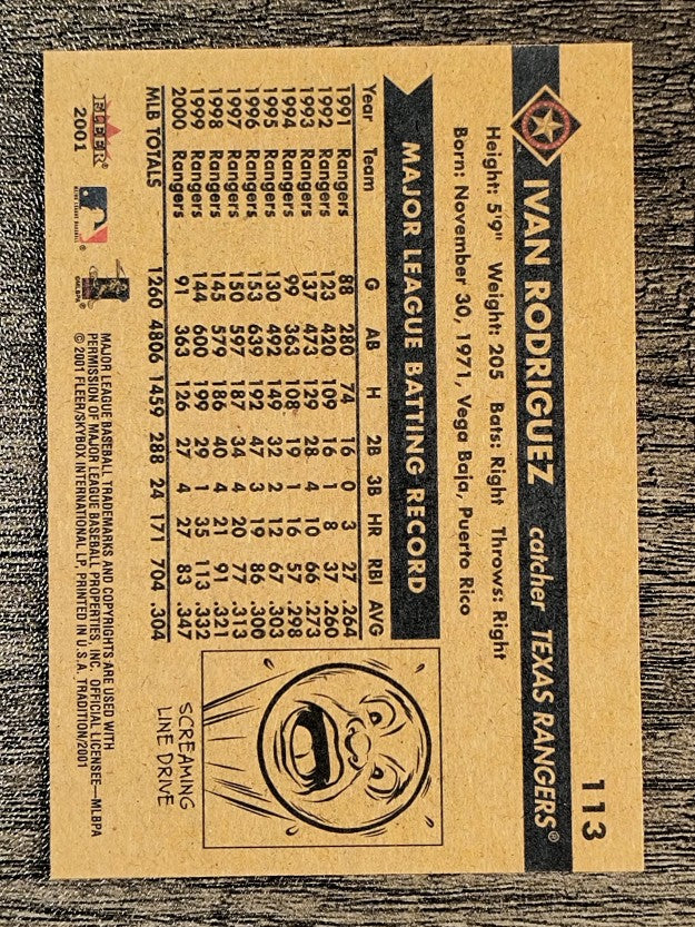 2001 Fleer Tradition #113 Ivan Rodriguez