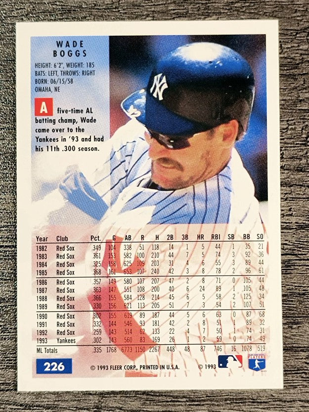 1994 Fleer #226 Wade Boggs