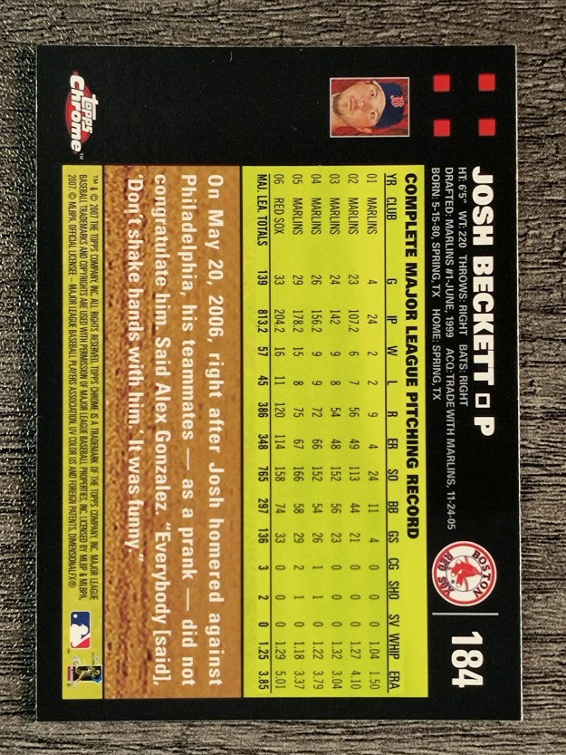 2007 Topps Chrome #184 Josh Beckett