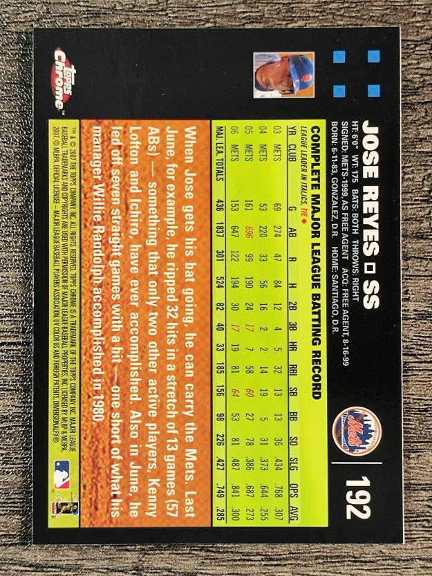 2007 Topps Chrome #192 Jose Reyes
