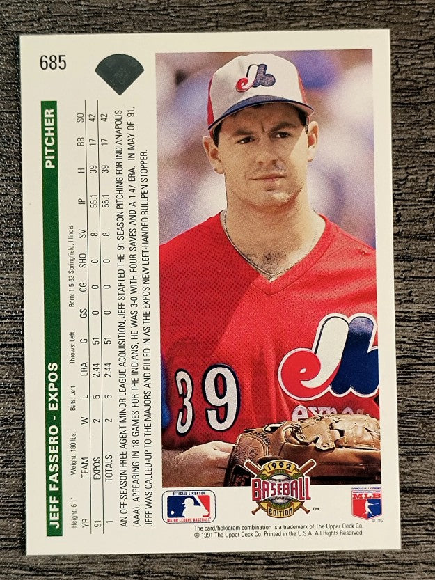 1992 Upper Deck #685 Jeff Fassero