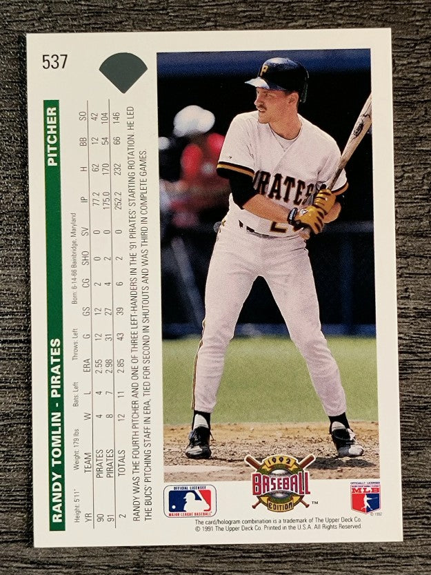 1992 Upper Deck #537 Randy Tomlin