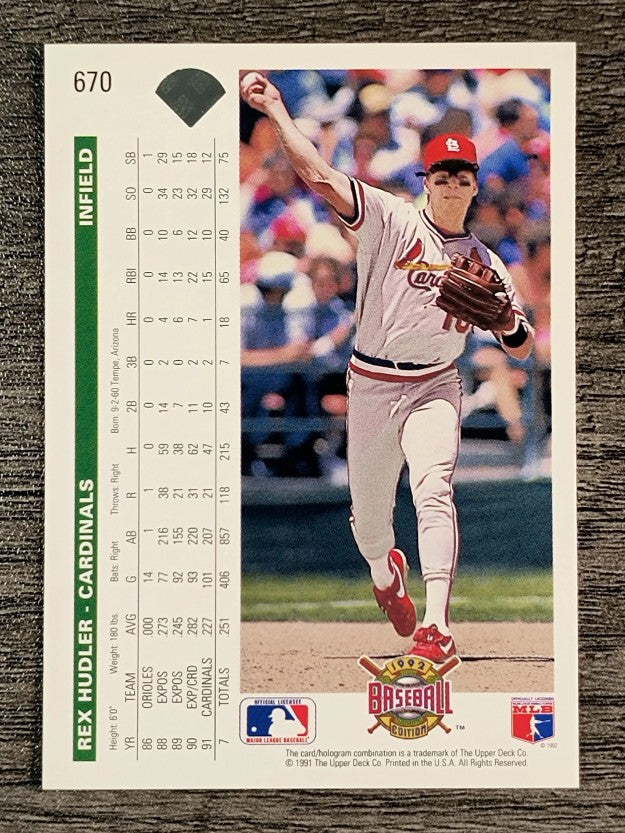 1992 Upper Deck #670 Rex Hudler