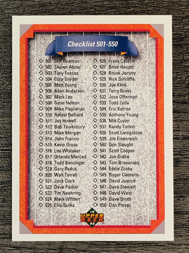 1992 Upper Deck #600 Checklist 501-600