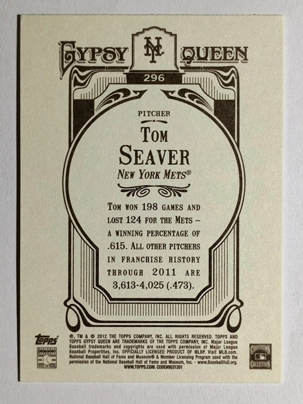 2012 Topps Gypsy Queen #296B Tom Seaver VAR SP