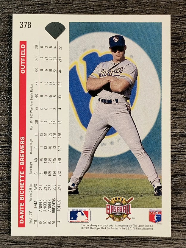 1992 Upper Deck #378 Dante Bichette