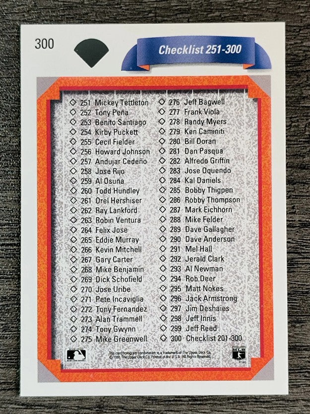 1992 Upper Deck #300 Checklist 201-300